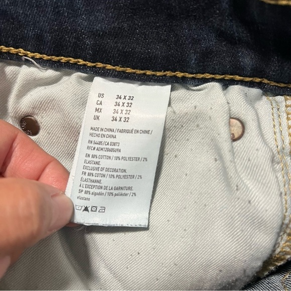 American Eagle Mens Jeans Dark Wash 34x32 Slim Straight Extreme Flex EUC Preppy - Picture 10 of 12